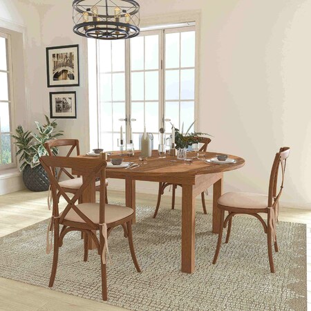 Flash Furniture Hercules Table and Chair Set, Wood Back, Table: 38 in; Chair: 20-1/4 in W Chair: 23-1/4" L XA-FARM-20-GG